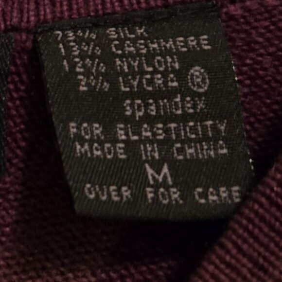 Express Silk Blend Pullover V-Neck Stretch Knit Sweater Burgundy Plum Women's M - Picture 4 of 4